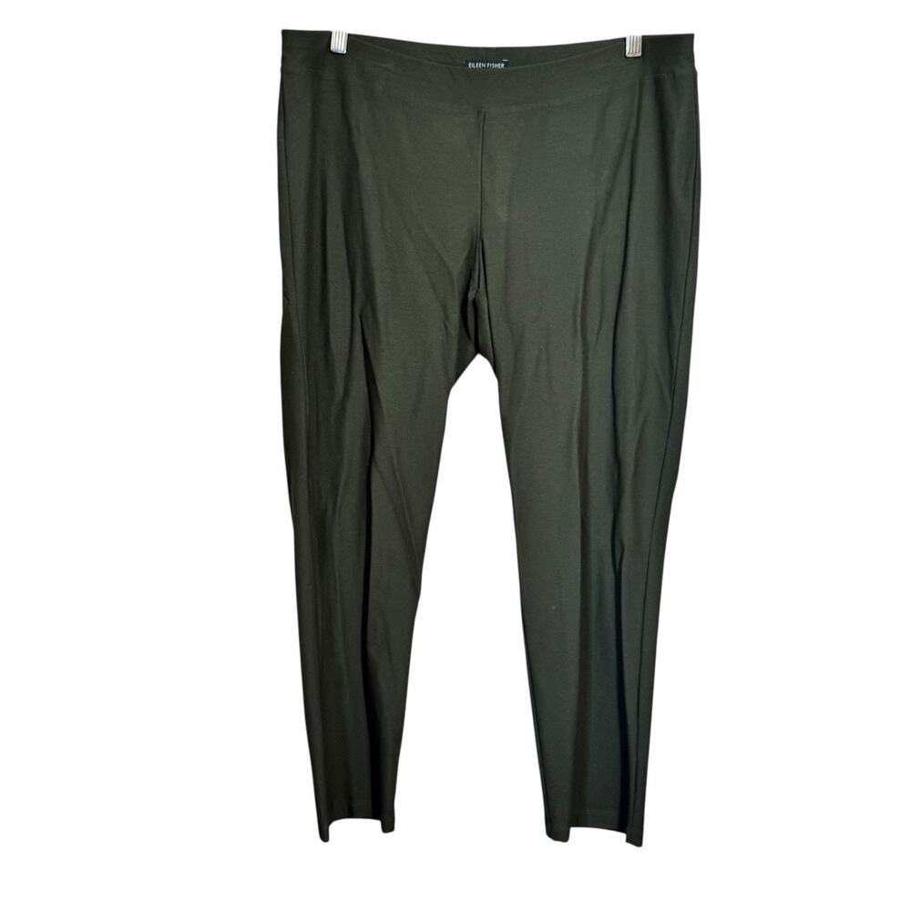 Eileen Fisher Tapered Olive Green Ankle Pants Size Large Minimalist Office Wear
